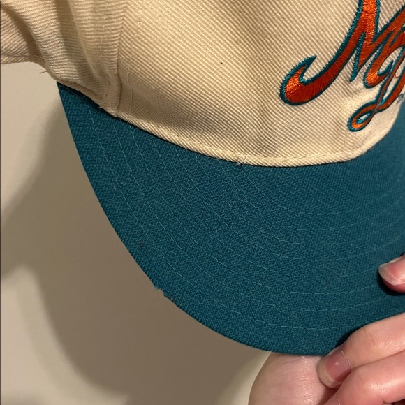 Vintage 90s Miami Dolphins Hat Team NFL size 7 1/2 Pro Model New Era Wool - Picture 9 of 9